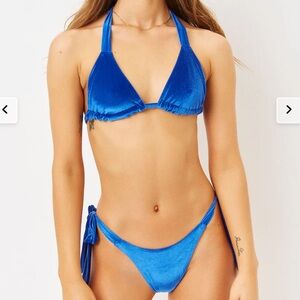 FRANKIES BIKINIS BLUE VELVET BIKINI SET